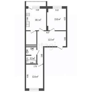 3-к квартира, вторичка, 67м2, 7/17 этаж