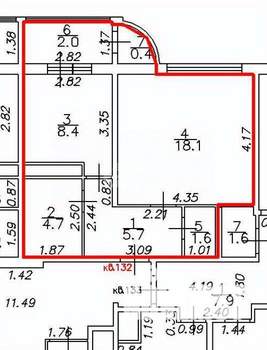 1-к квартира, вторичка, 39м2, 1/17 этаж