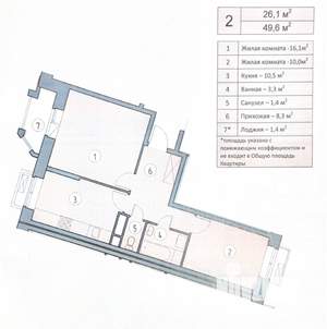 2-к квартира, вторичка, 49м2, 3/8 этаж