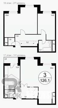 3-к квартира, вторичка, 126м2, 17/18 этаж