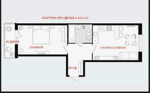 1-к квартира, вторичка, 44м2, 16/16 этаж