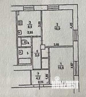 2-к квартира, вторичка, 57м2, 2/3 этаж