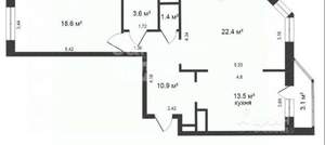 2-к квартира, вторичка, 74м2, 4/17 этаж