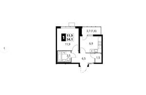 1-к квартира, сданный дом, 34м2, 22/25 этаж