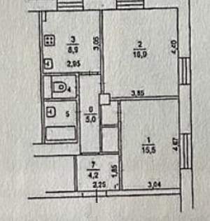 2-к квартира, вторичка, 57м2, 2/3 этаж