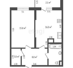 1-к квартира, сданный дом, 51м2, 2/17 этаж