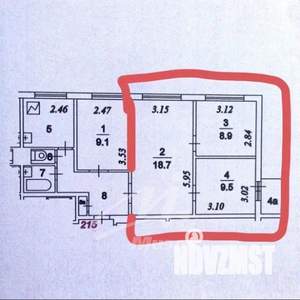 3-к квартира, вторичка, 63м2, 7/9 этаж