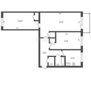 3-к квартира, вторичка, 56м2, 4/5 этаж