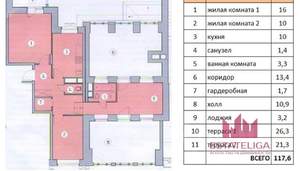 4-к квартира, вторичка, 117м2, 5/8 этаж