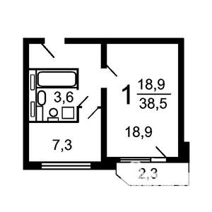 1-к квартира, вторичка, 40м2, 7/17 этаж