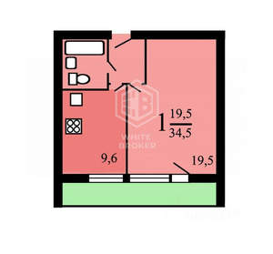 1-к квартира, вторичка, 35м2, 2/16 этаж