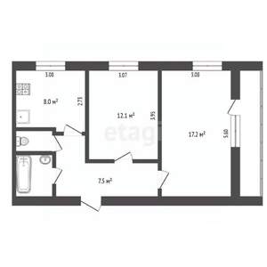 2-к квартира, вторичка, 50м2, 7/9 этаж