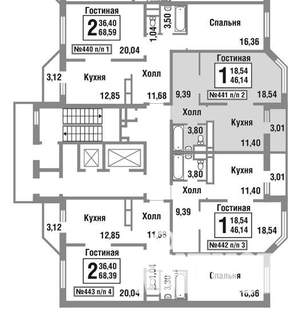 1-к квартира, вторичка, 46м2, 14/14 этаж