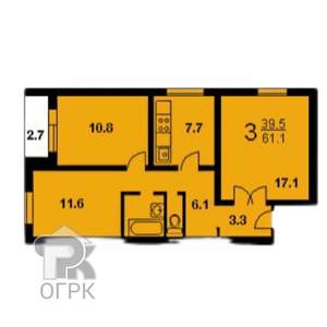 3-к квартира, вторичка, 64м2, 10/12 этаж